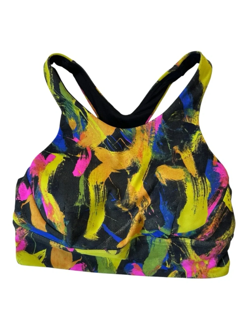 Lululemon Wunder Train Longline Bra Medium Support Undertone Black Multi Size 8